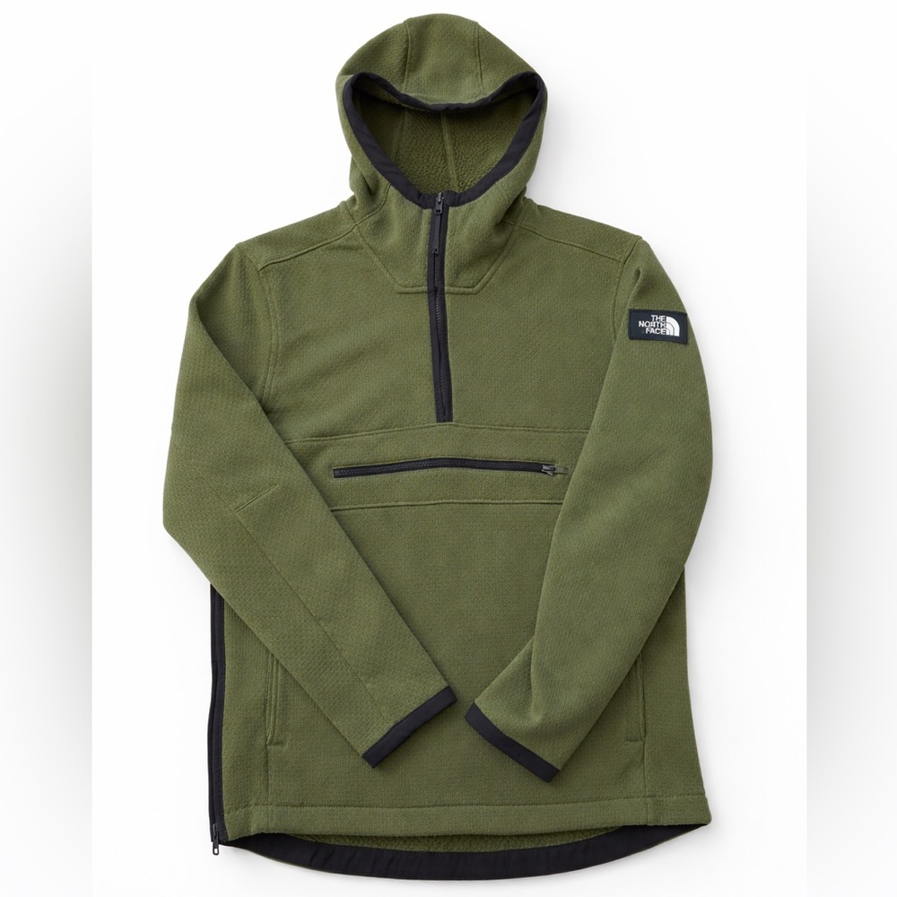 The North Face Olive Green Half Zip Fleece Hoodie Mens Pullover